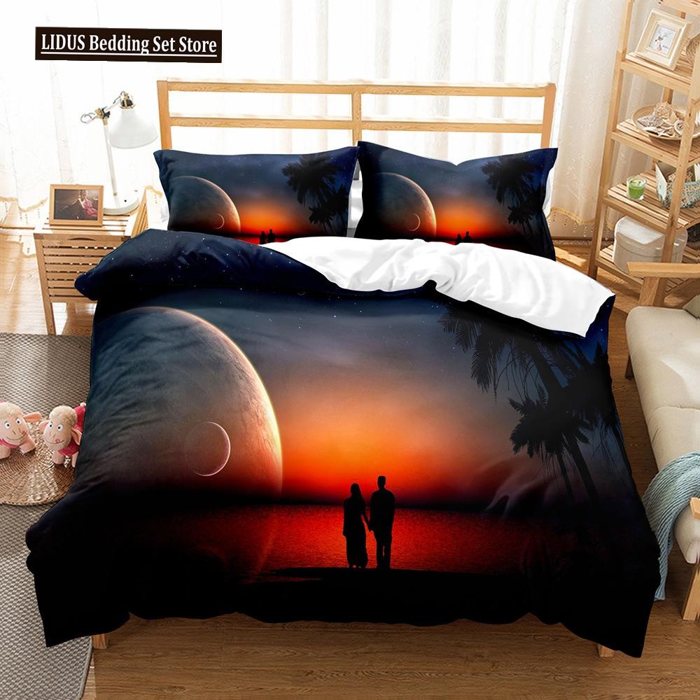 Love Duvet Cover Set Couple Hug Romantic Theme Tree Heart Shaped Polyester Comforter Cover King Full Size For Lover Bedding Set