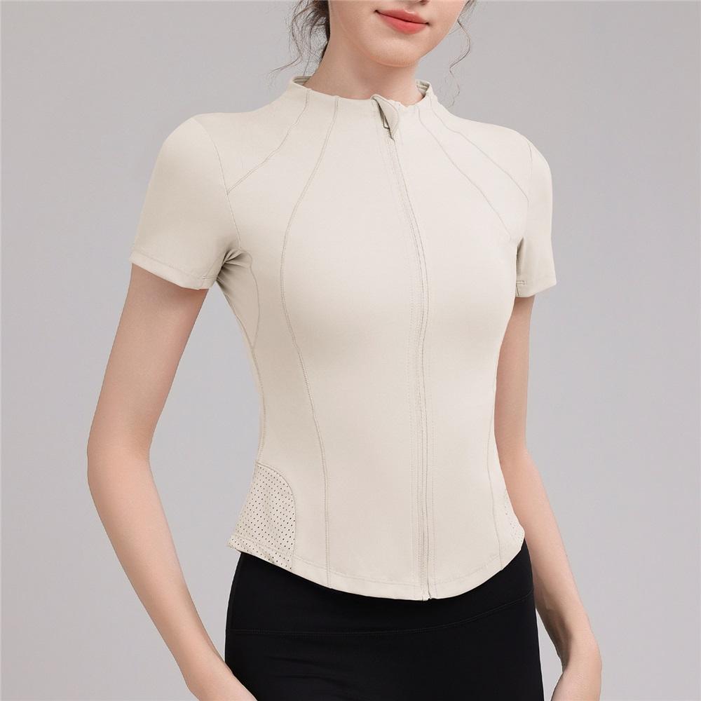 

New Cycling Sports Top Summer Quick Drying Zipper Short Sleeved Outdoor Running Fashionable Breathable Casual Sports Top XL білий