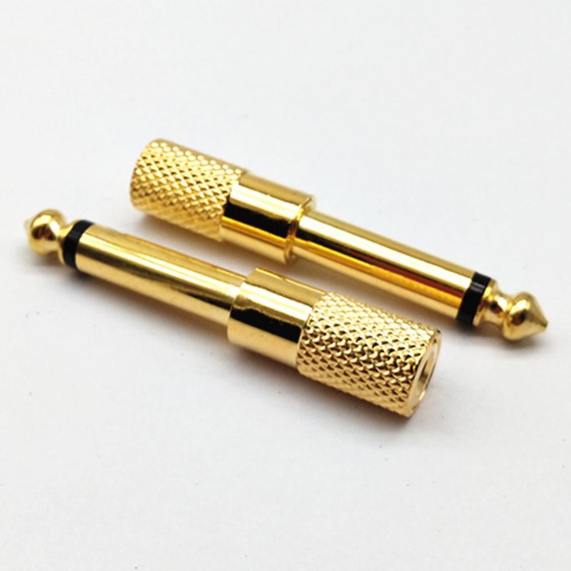 2pcs/lot 6.35mm Male To 3.5mm Female Mono Jack Plug Single Audio Cable Adapter Microphone Earphone Amplifier AUX Converter
