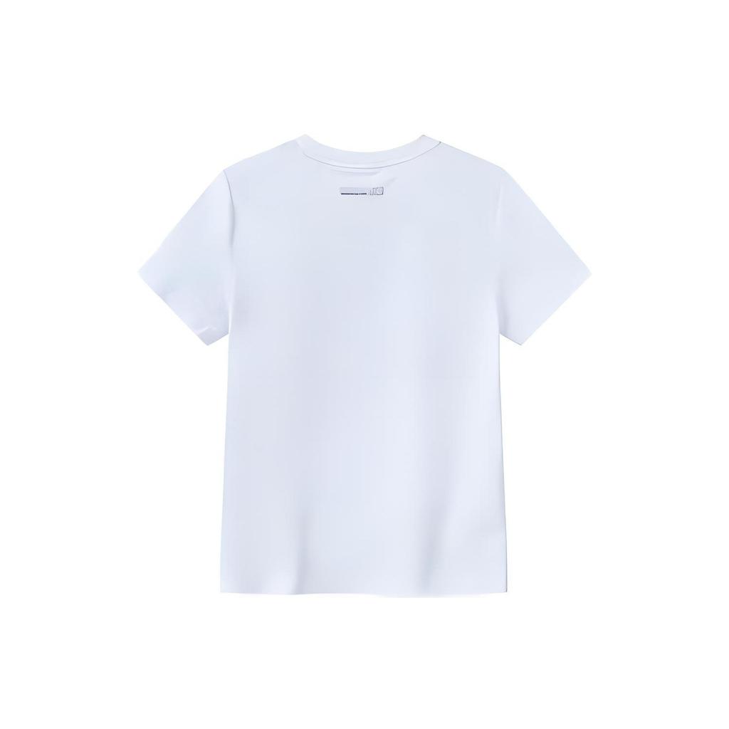 Anta Solid Color Round Neck Short Sleeve T-Shirt With Letter Print Women Tops Snow-White 162127134-1