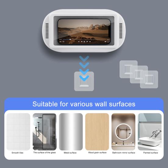 Uchwyt na telefon pod prysznic Wodoodporny Montowany na ścianie Lusterko łazienkowe Uchwyt na telefon Obrót o 360 stopni i Regulowane ramię Etui na telefon z ekranem dotykowym