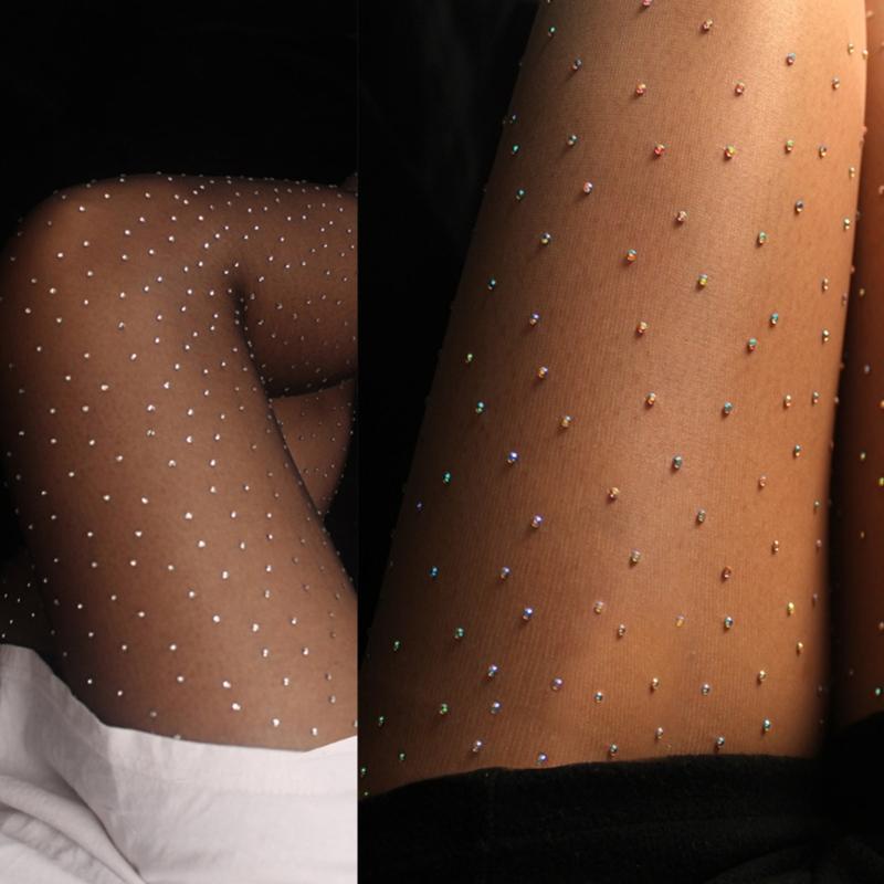 Womens Sparkles Rhinestone Tights, Sexy Sparkly Glitter Party Concert Outfit Crystal Mesh Stockings Tights