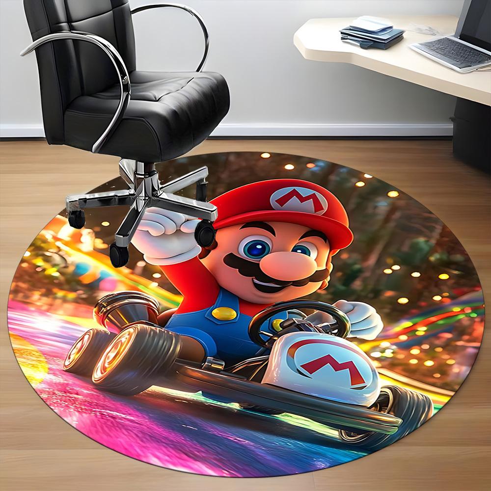 1pc Mario Kart Racing Office Round Area Rug, Bedroom Living Room Home Decor, Room Deco,  Offic a1016110