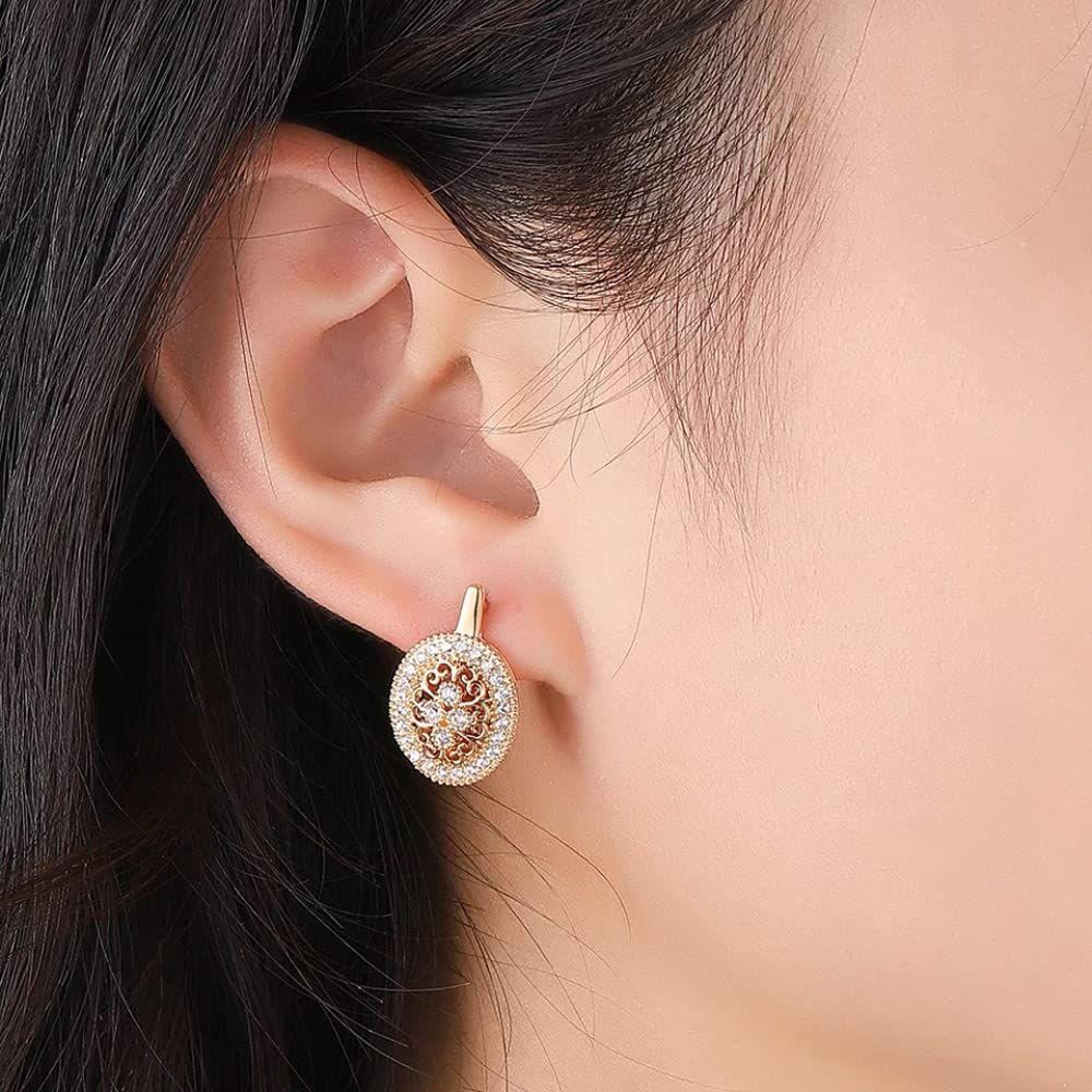 Rose  Latest Fancy Stylish Copper Zircon Bali Earrings for Women and Girls
