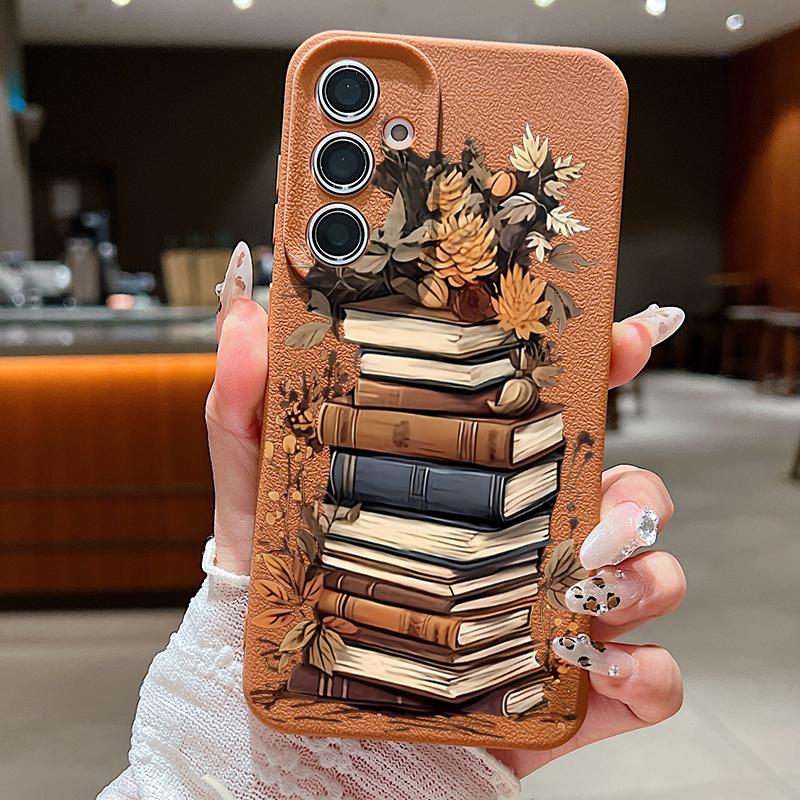 Cartoon Books Pattern Case For Samsung Galaxy S24 S25 Ultra Edge S23 Plus S22 S21 FE A34 A54 A15 A35 A55 A16 A26 A36 A56 5G Capa