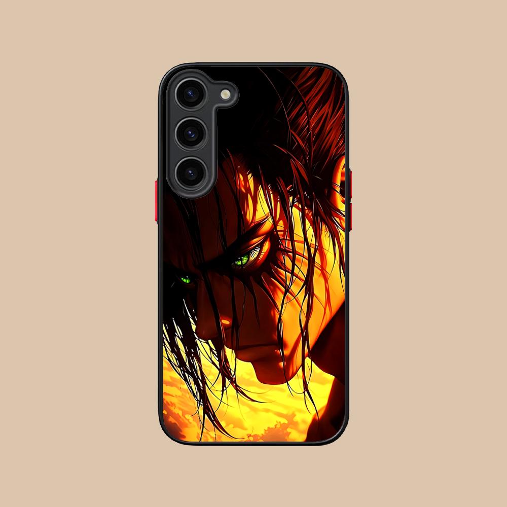 AOT Eren Yeager Silicone Mobile Phone Case for Samsung Galaxy S26 S25 S24 S23 S22 S21 Plus FE Ultra Colorful Cover