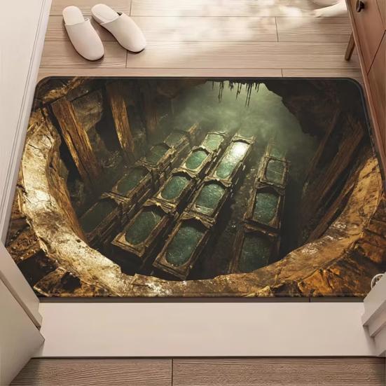 Floor Mat 3D Optical Illusion Realistic Hole Effect Door Mat Interactive Pet Toy Mat Living Room Entryway Decoration