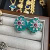 Magician Vintag Original Design Full Inlaid White K-Plated Stud Earrings Ring Necklace Set