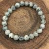 8mm Natural Kiwi Stone Gemstone Round Beads Unisex Stretchable Bracelet 7.5" For Good-Luck RBB-39