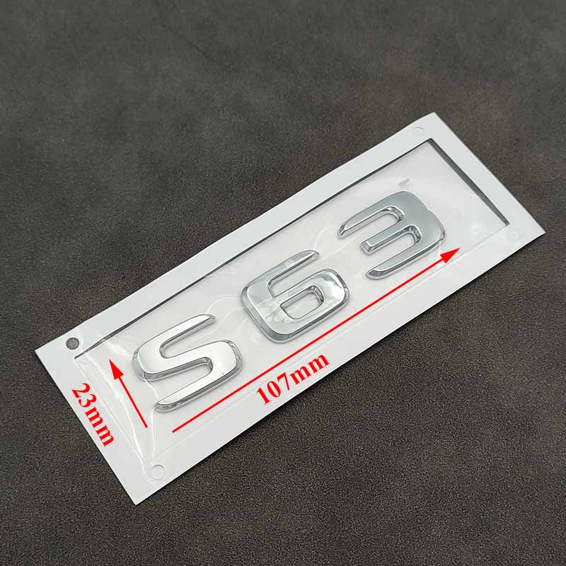 3D ABS Chrome Logo S63 Letters Car Trunk Emblem Badge Decal For Mercedes Benz S63 AMG W222 W221 C217 S63 Sticker Accessories QN1