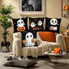 4pcs Halloween Throw Pillow Covers, Warm & Cozy, Black with Ghost & Pumpkin Print, Zippered, Machine Washable