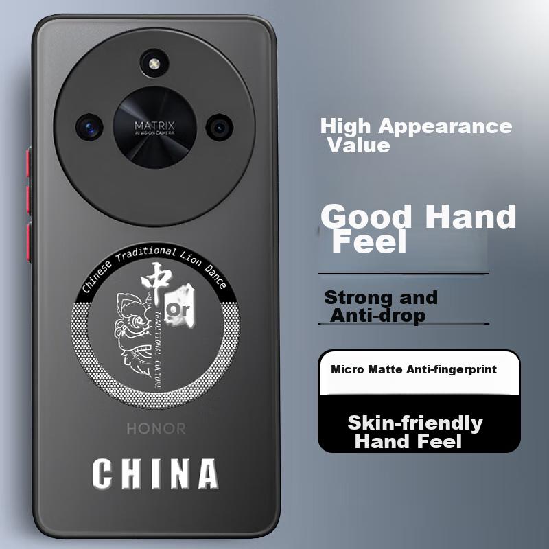 Phone Case for Honor X50, Shockproof Silicone Upgraded Camera Full Protection Cartoon Graffiti Semi-Transparent Unisex Color-Blocking