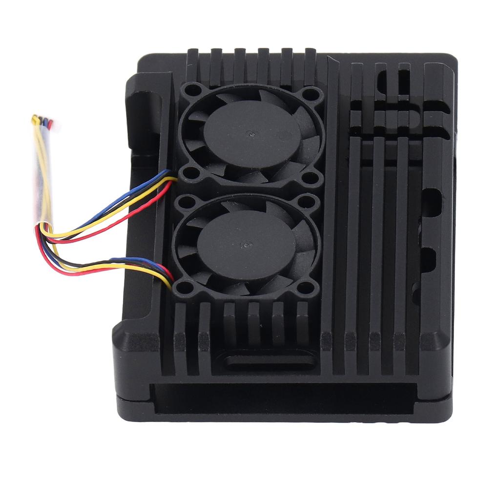 Aluminum Heatsink with Dual Cooling Fan 5V Metal Heatsink Cooler Case for RasPi 5B