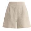 Shop   Women Linen Back Banding Shorts Brown Pic Wpt 1395