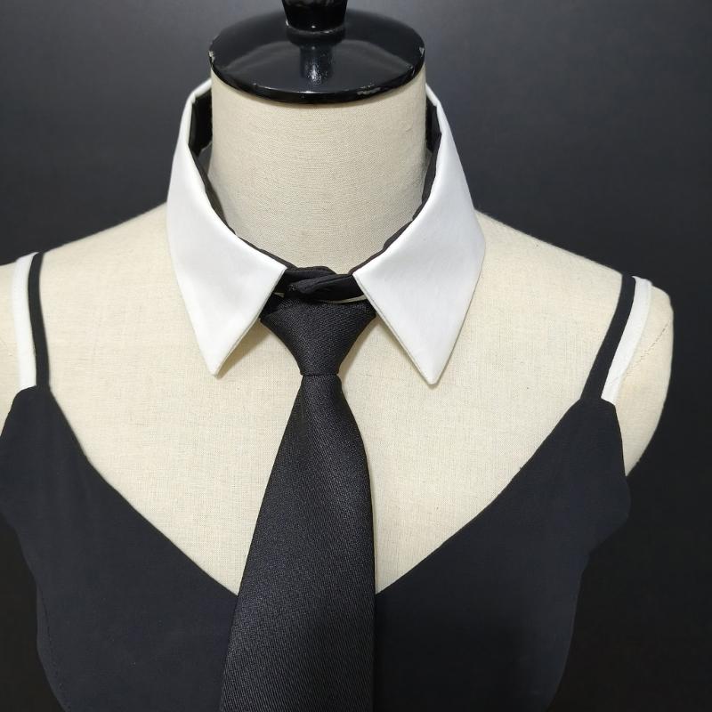 

Multipurpose School Uniform Shirt Accessory Detachable False Collar with Necktie CN