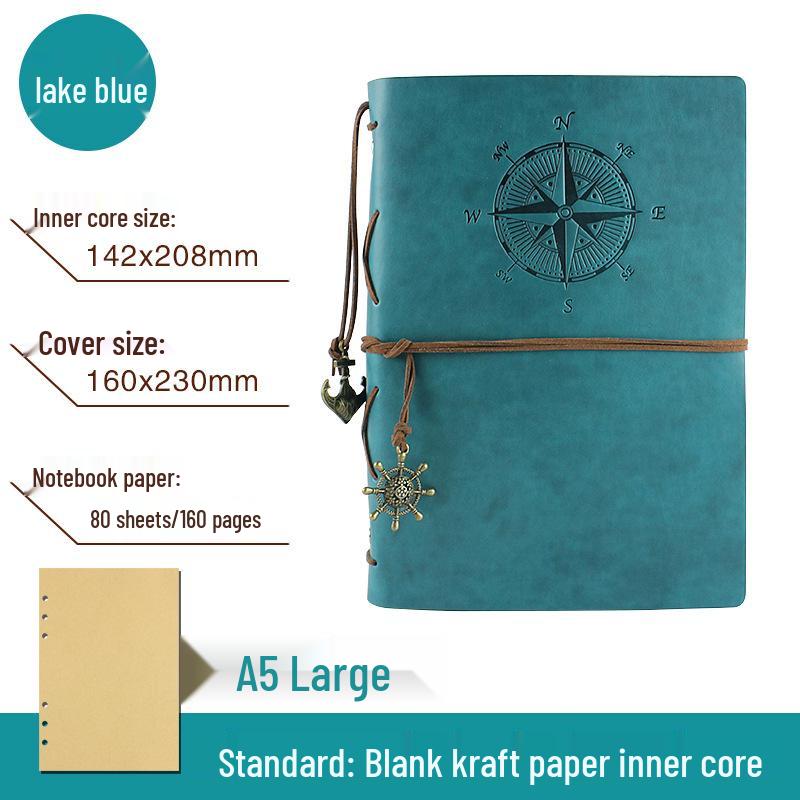 Korean Retro Loose-leaf Notebook: Creative Travel Diary with Pirate Ship Design