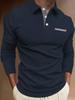 Modernes Langarm-Poloshirt mit gemustertem Kragensteg und Tasche, lässig und vielseitig.