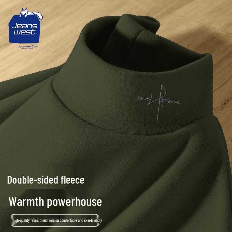 Jeanswest Club Men s Letter Print Fleece Turtleneck Thermal Long Sleeve T-Shirt 2XL