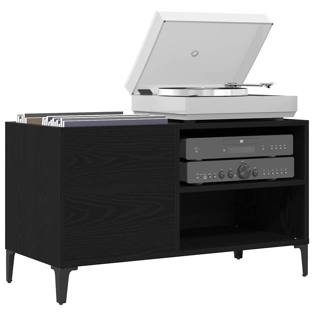 Vinyl Record Cabinet Black Oak Effect 84.5 x 38 x 48 cm