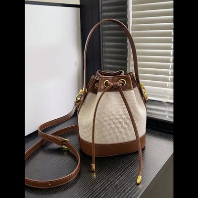 Mini Bolsa de Mão com Alça Ajustável Cor Color Block Bolsa Saco com Cordão