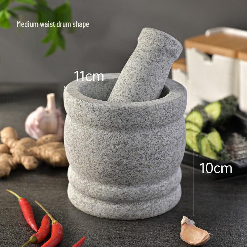 Natural Stone Garlic Press and Herb Mortar and Pestle Set