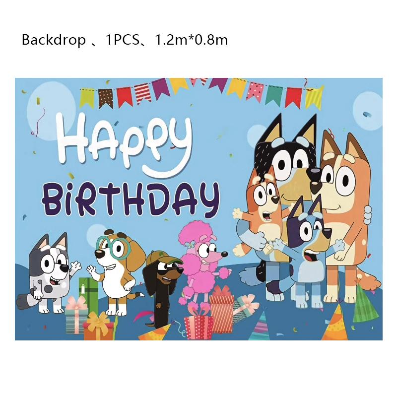 

New Bluey Birthday Party Decoration Latex Balloons Bingo Aluminum Film Balloon Disposable Tableware Kids Event Supplies Backdrop Other