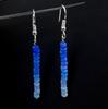 Natural Blue Multi Fire Ethiopian Opal Cabochon Beaded Earrings, 925 Silver , Rainbow Gemstone