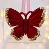 1Pc Christmas Bows for Wreath Glitter Red Green Stripe Bows Ornaments Christmas Decorative Small Burlap Bow for Party Supplies
