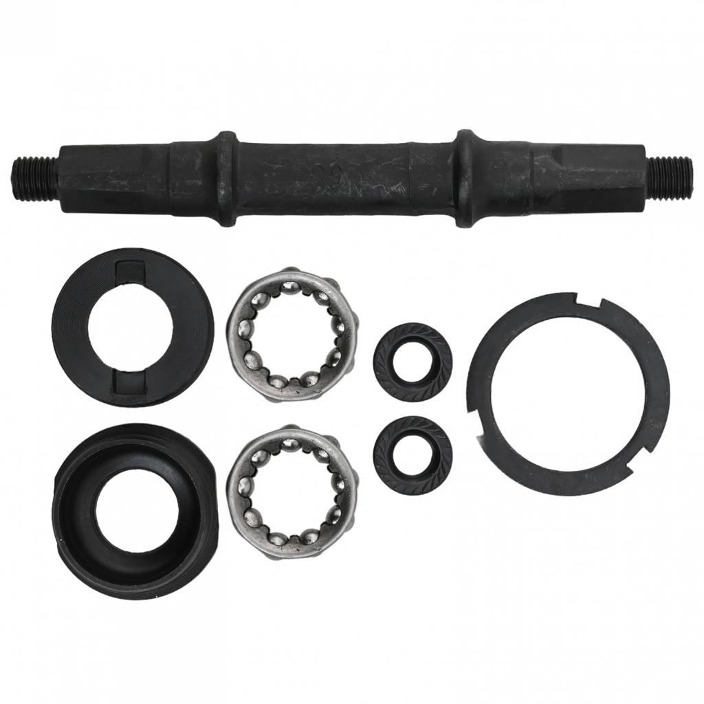 Kit d'axe de roue de vélo avec design à trou carré, avec cuvettes et roulements, assemblage facile