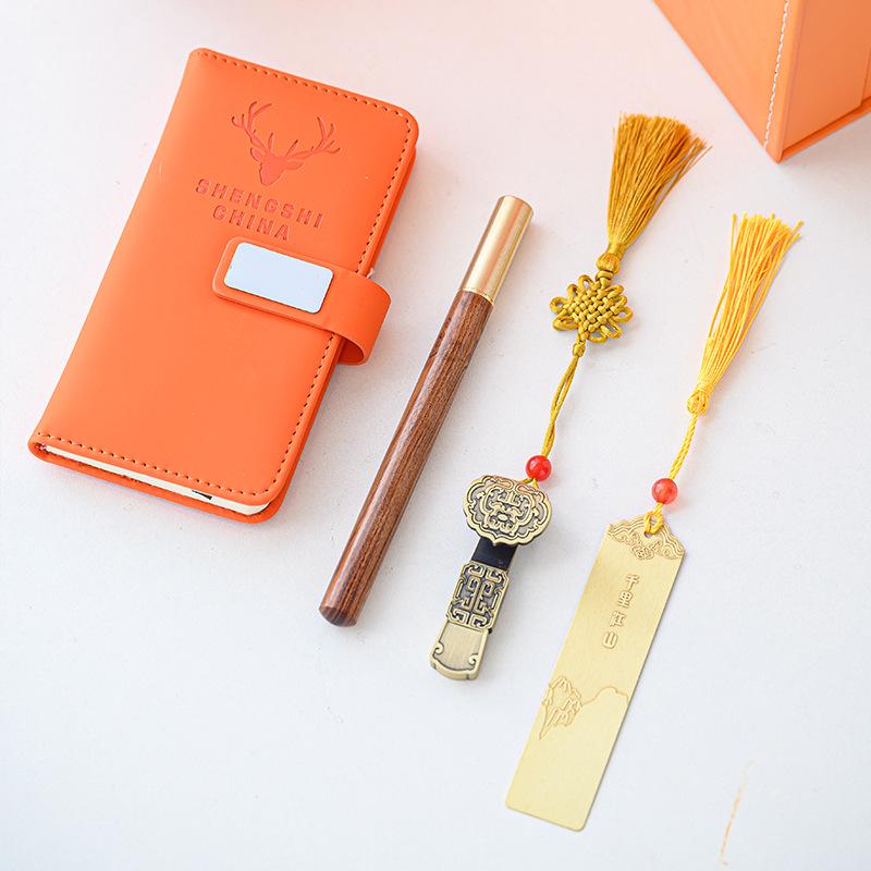 Orange Leather Gift Box: Ceramic Mug Set with Lid & Tea Infuser, Customizable Business Gift.