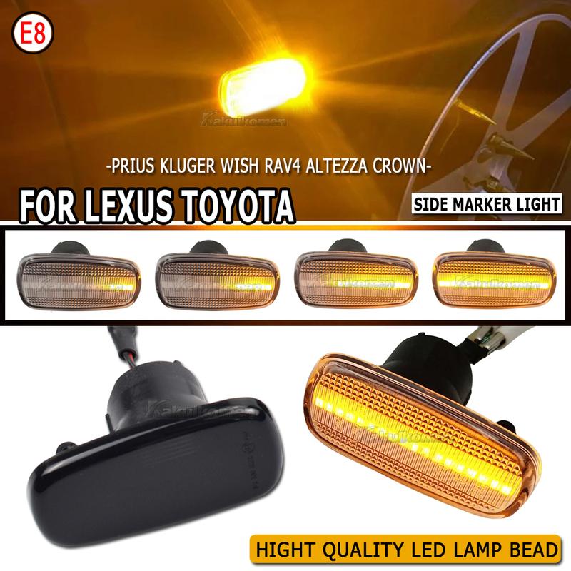 2Pcs Dynamic LED Side Marker fender Lights 12V Flowing Turn Signal light For Toyota Prius Wish Land Cruiser 200 RAV4 Lexus IS300