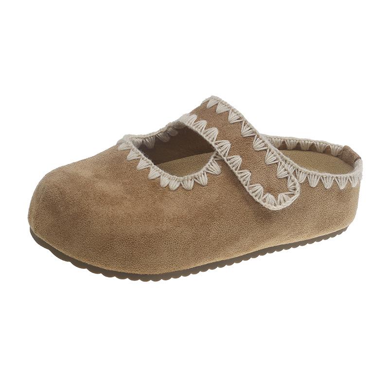 Retro Fairy Style Bag Head Half Slippers Female Outer Wear 2025 Autumn Platform Muller Shoes with Skirt Mary Jane Tow