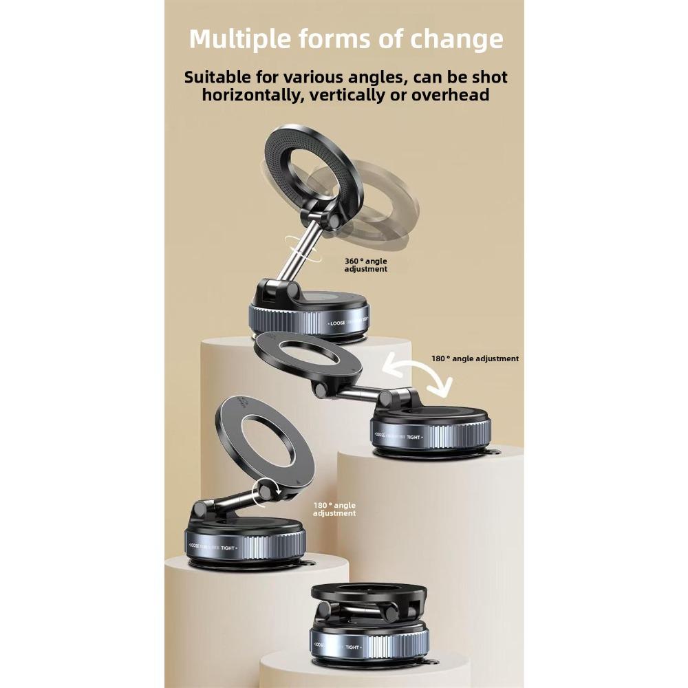 Vacuum Suction Magnetic Car Phone Mount, 360° Rotation Suction Cup Holder for Auto Navigation
