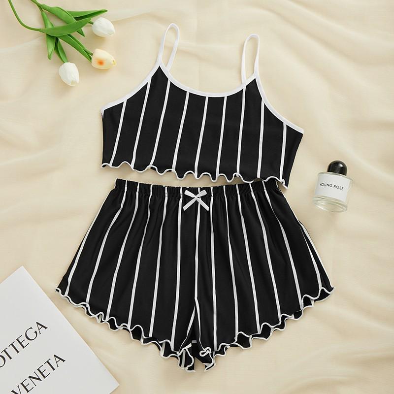 Women s Summer Sexy Camisole and Shorts Pajama Set - European/American Style Nightwear M
