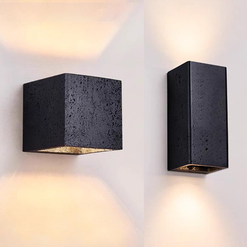 Mid-Century Modern Italian Black Travertine Wall Lamp for Bedroom, Living Room, Corridor, or Stairway
