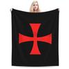 Knights Templar Flag Flannel Fleece Blanket Lightweight Warm Cozy Anti-Pilling Fuzzy Throw Blankets for Travel Couch Bed Sofa