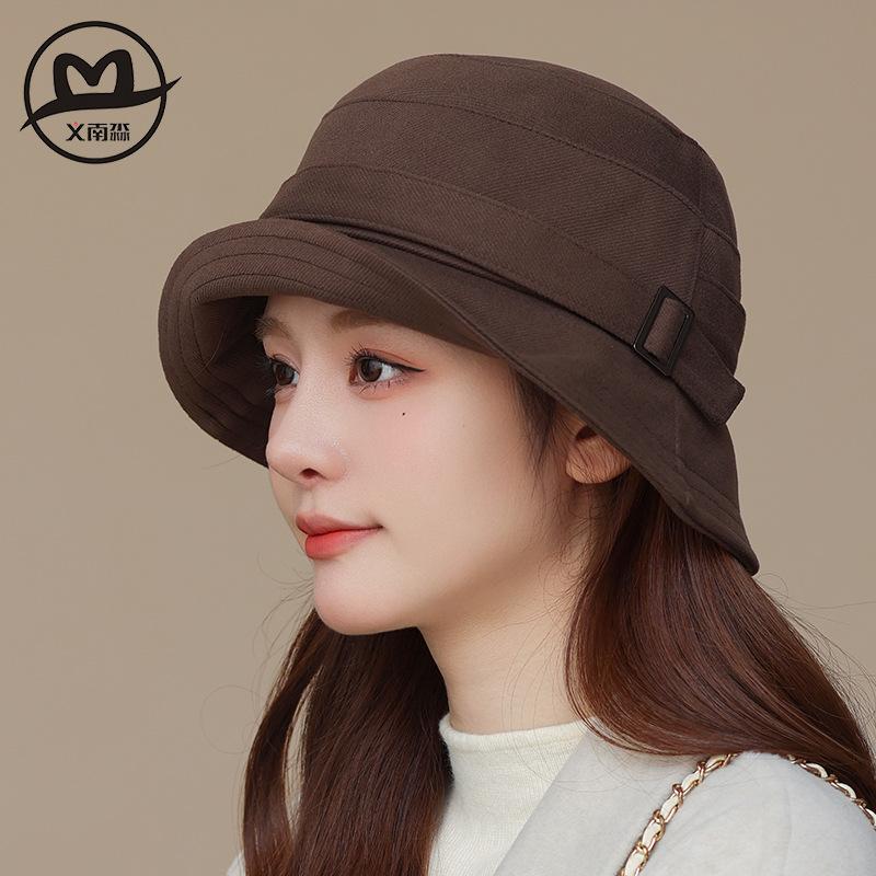 Plain Color Women's New Hat Autumn and Winter Simple Foreign Style Bucket Hat Sunshade Shows the Trend of Washbasin Hat