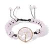 Natural Stone Double-Layer Woven Bracelet for Women - Retro Crushed Stone & Wire Wrapped Tree of Life Design