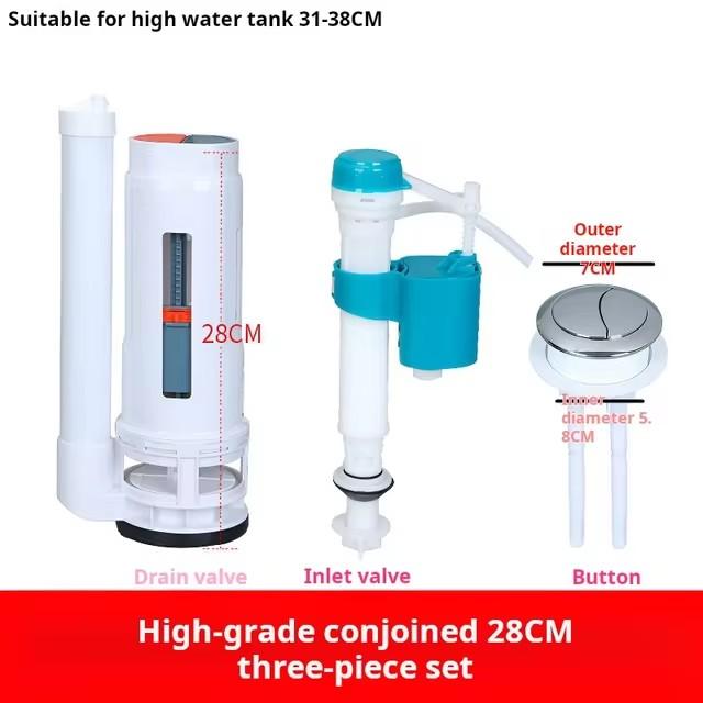 Flush Toilet Drain Valve Old Toilet Inlet and Outlet Valve Tank Button Fittings Spout Valve Button Complete Set
