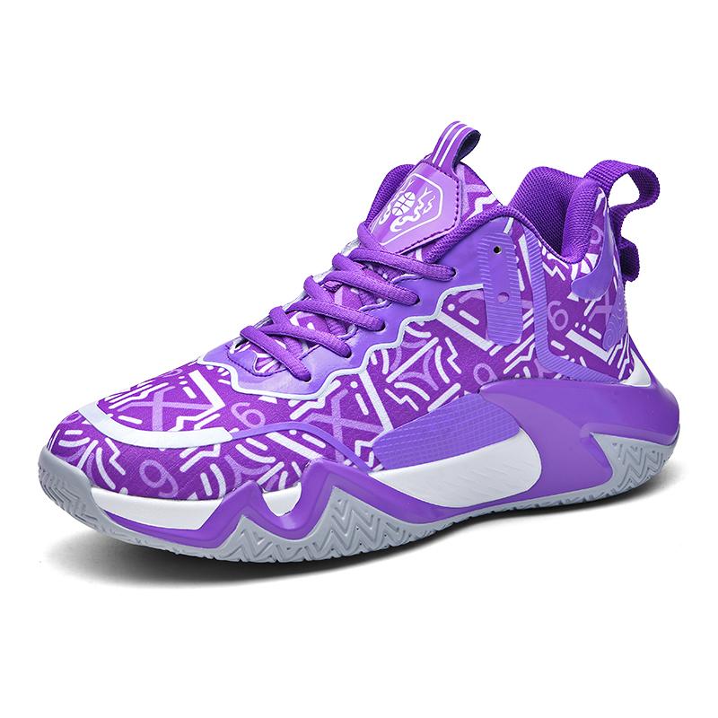 Fashion Purple Men's Basketball Sneakers High Quality Outdoor Sports Shoes For Basketball Man High Top Platform Basket Shoes Men