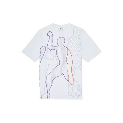 Li Ning Seria Sportowa Koszykówka SS21 Tydzień Mody w Paryżu Nadrukowany Codzienny T-shirt z Okrągłym Dekoltem i Krótkim Rękawem Męskie Koszulki Biały AHSR357-1