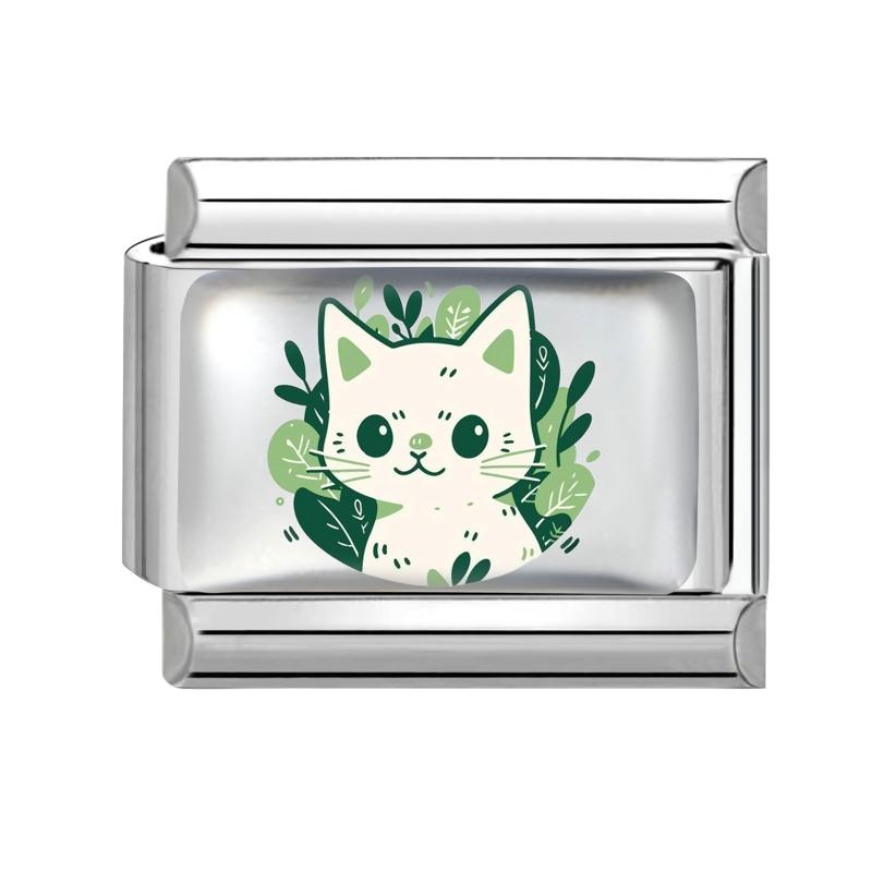 Cute Animal Series Dragonfly Flower Cat Corgi Dog Italian Charm Links Fit 9MM Stainless Steel Bracelet DIY Jewelry Making Gift