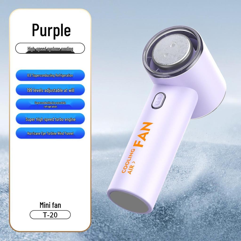 2026 USB Handheld Mini Fan: Digital Display, 199-Speed, High-Speed Turbine