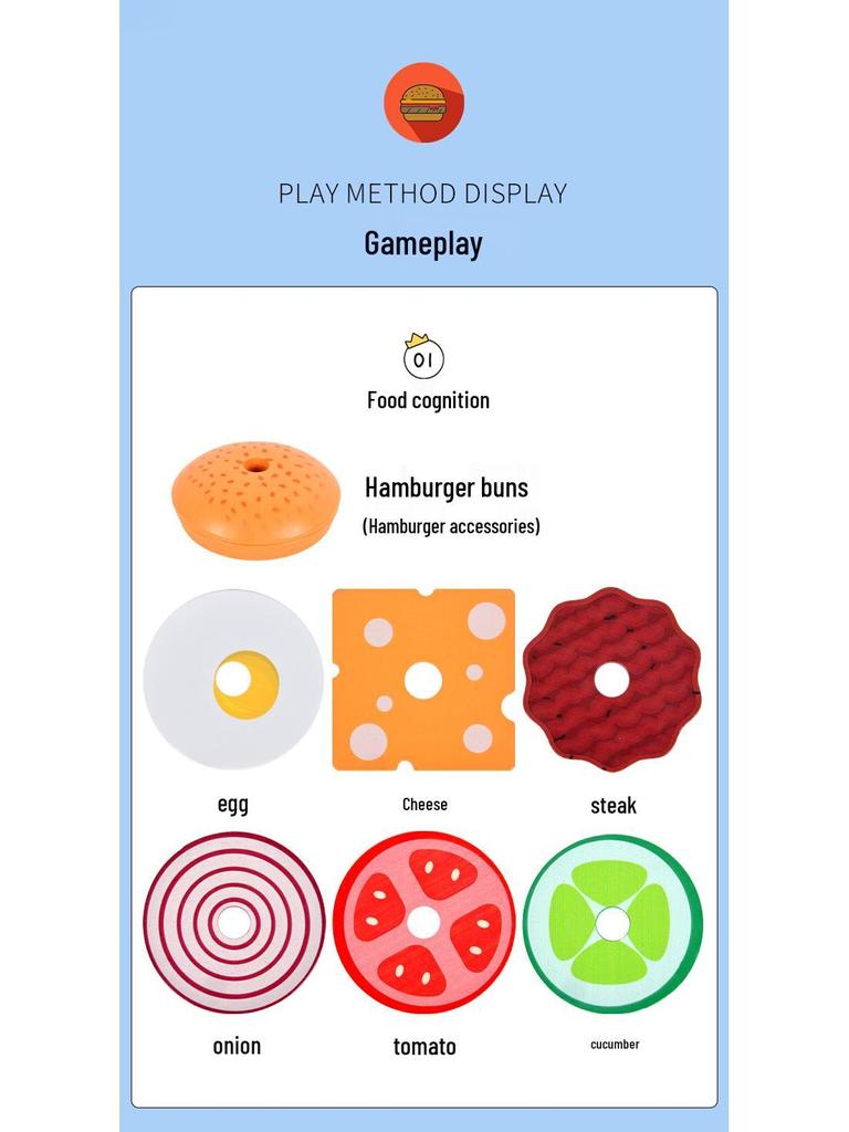 Kids' Pretend Play Food Set: French Fries, Hamburger, Pizza, & Bread - Educational Toys for Girls In Kindergarten Junior Class