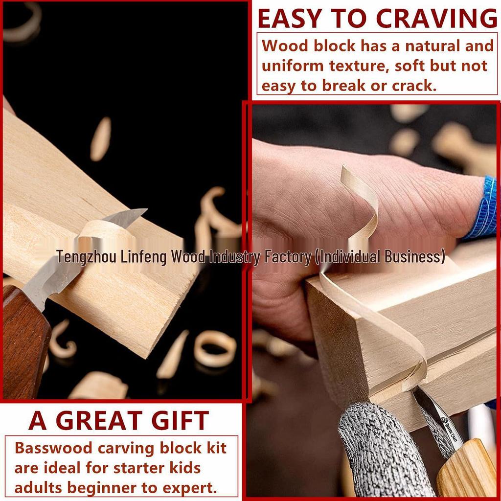 Solid Linden Wood Carving Block Set for DIY Handmade Projects