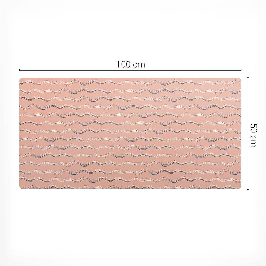 Protective Desk Pad with Pastel Wavy Lines Print 100x50 Cm