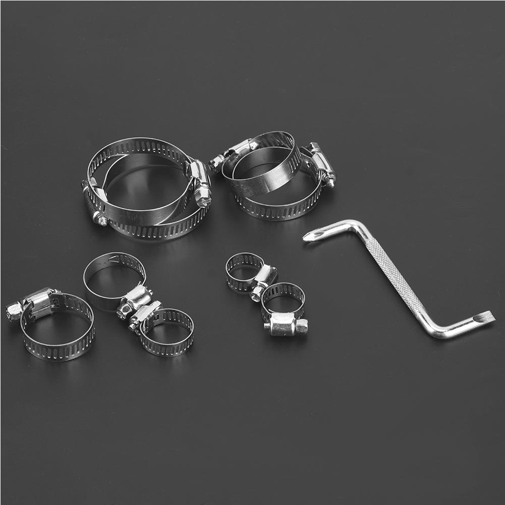 80pcs Collar Stainless Steel Hose Clamp Adjustable Pipe Tube with Wrench