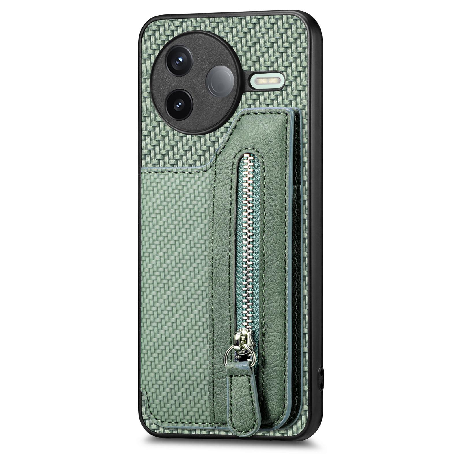 

For Xiaomi Poco F7 Pro 5G/Xiaomi Redmi K80 5G Case Leather+PC+TPU Zipper Wallet Phone Cover Green