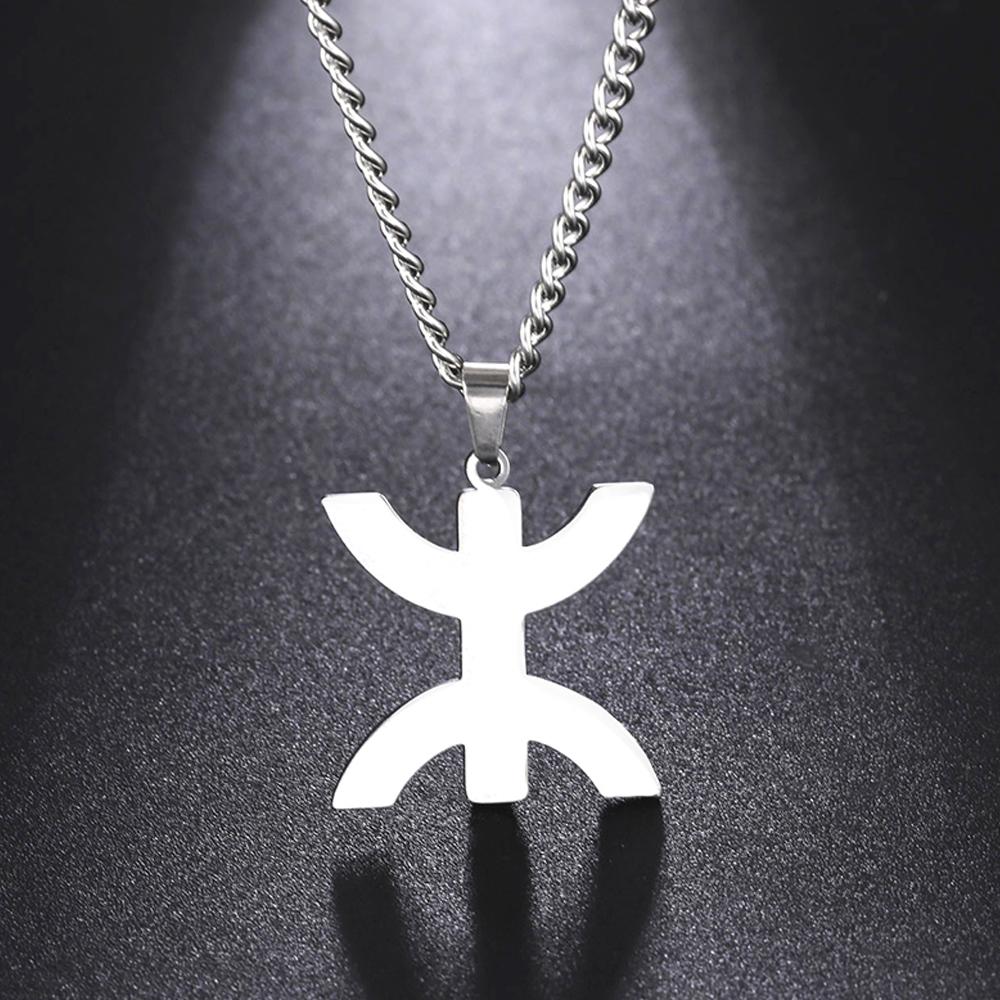 Dawapara African Berbers Symbol Necklace Amazigh Letter Yaz Ethnic Necklace Tribe Amulet Stainless Steel Religious Jewelry