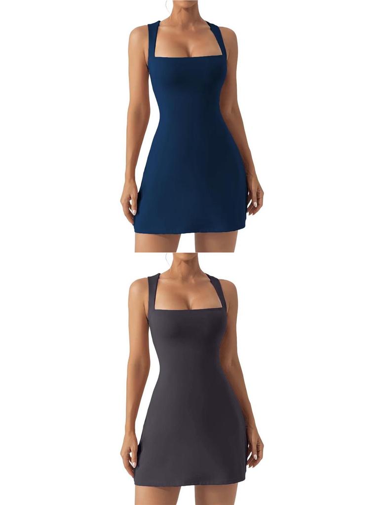 Strappy Solid Color Tight Dress